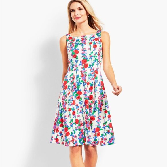 Talbots TRELLIS FLORAL FIT-AND-FLARE DRESS - Picture 1 of 9